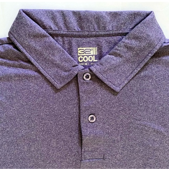 •Large• New Mens 32 Degree Cool 2 PACK Heather Purple/Grey Soft Polo Shirts - Picture 8 of 11